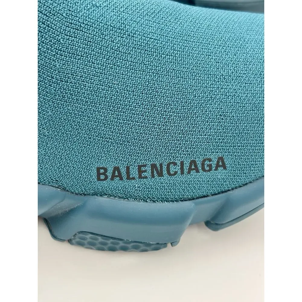 Authentic Balenciaga 2.0 Speed Knit Runner Sock Sneakers Teal Blue Size 8